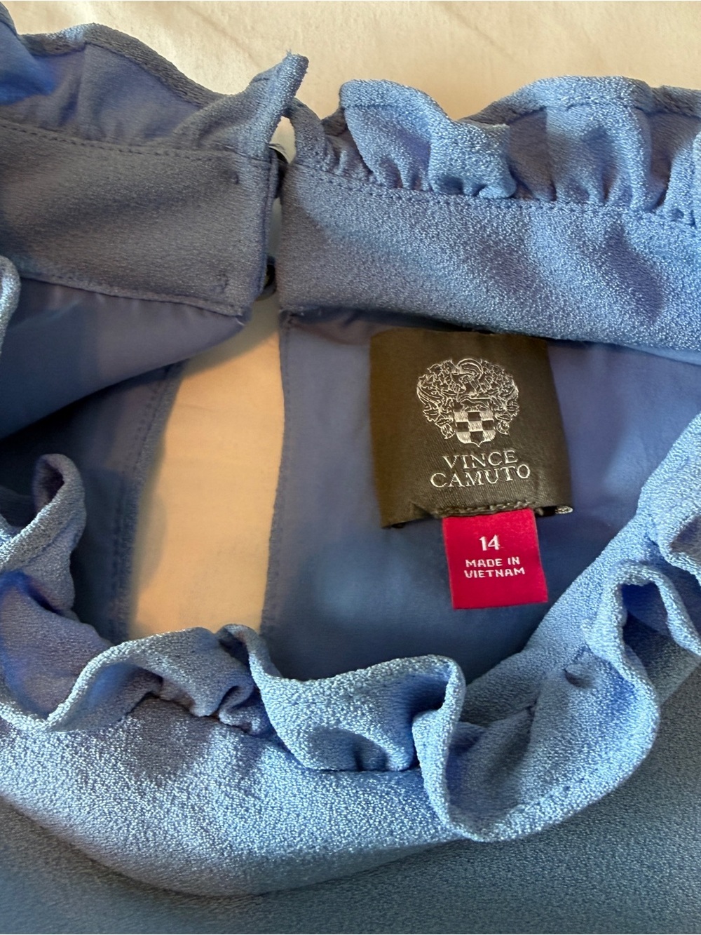 Vince Camuto Sky Blue Ruffle Mock Neck Mini Dress - Picture 4 of 8